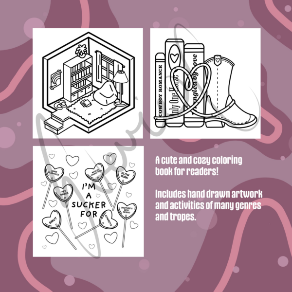 Bookish & Cozy: Adult colouring book for readers - Image 2